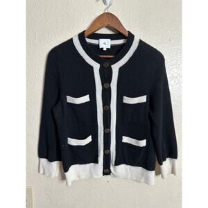 G. by Goop Hadley Tipped Cardigan 100% Cashmere Womans Large (FLAWED)